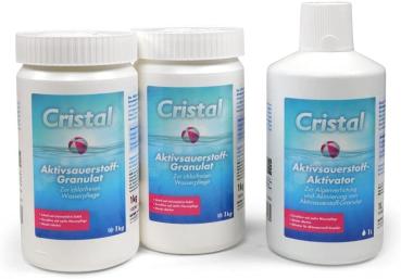 Bayrol Cristal - 2X 1,0 kg Aktivsauerstoff Granulat + 1x 1,0 l Aktivsauerstoff Aktivator - MEGA-Spar-Set